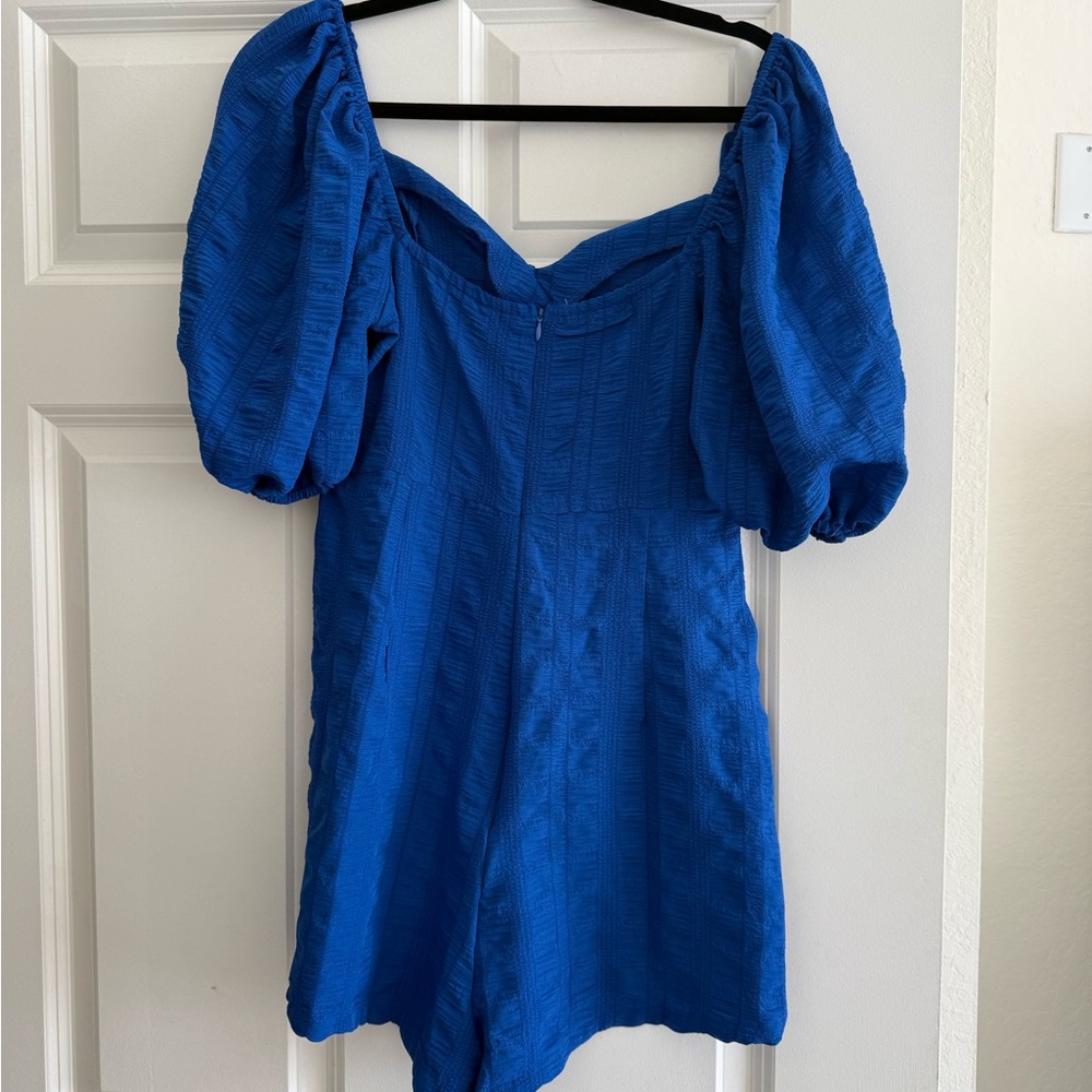 Blue Puff Sleeve Romper
